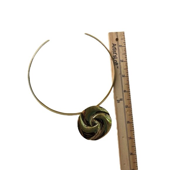 Vintage 80's Torque Choker Necklace Statement Gold Swirl Y2K Glam - Picture 7 of 8
